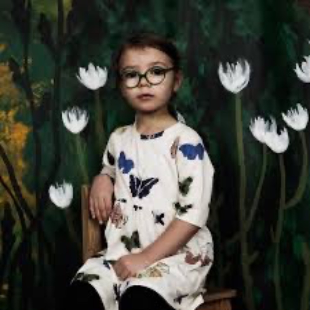 Mimi Rodini Off‎ White Organic Cotton Butterflies Dress Sz 128/134 (8 Years)